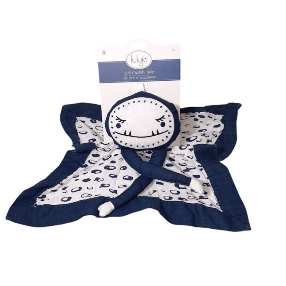 Lulujo Yeti Muslin Lovie Security Lovey Blanket 15" X 15"